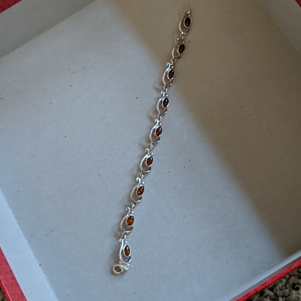 Sterling Silver and Amber Bracelet